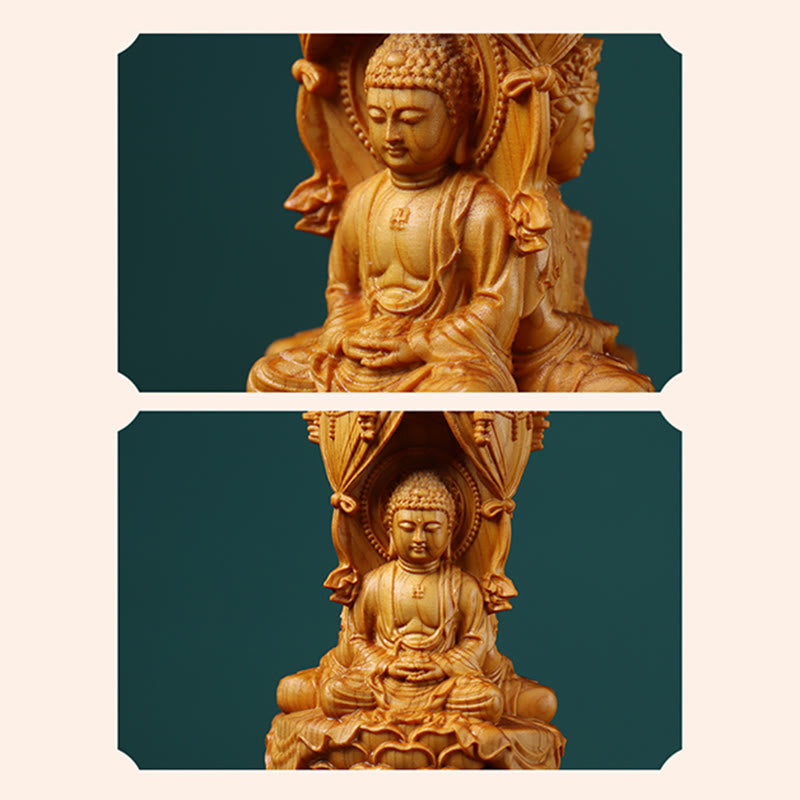 Buddha Stones Handmade Thuja Sutchuenensis Wood Buddha Ward Off Evil Spirits Decoration