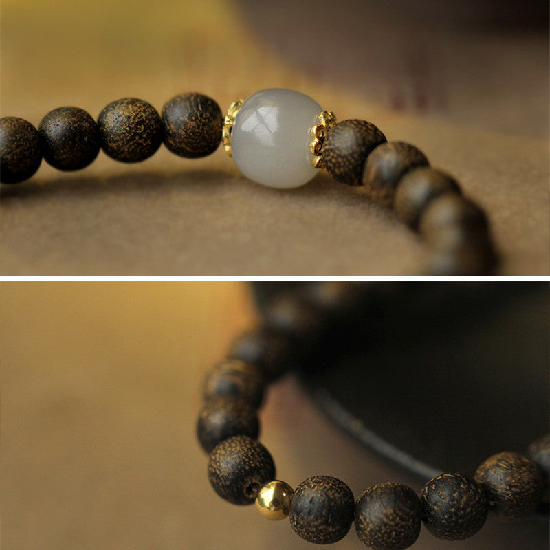 Buddha Stones Agarwood Jade Strength Calm Bracelet