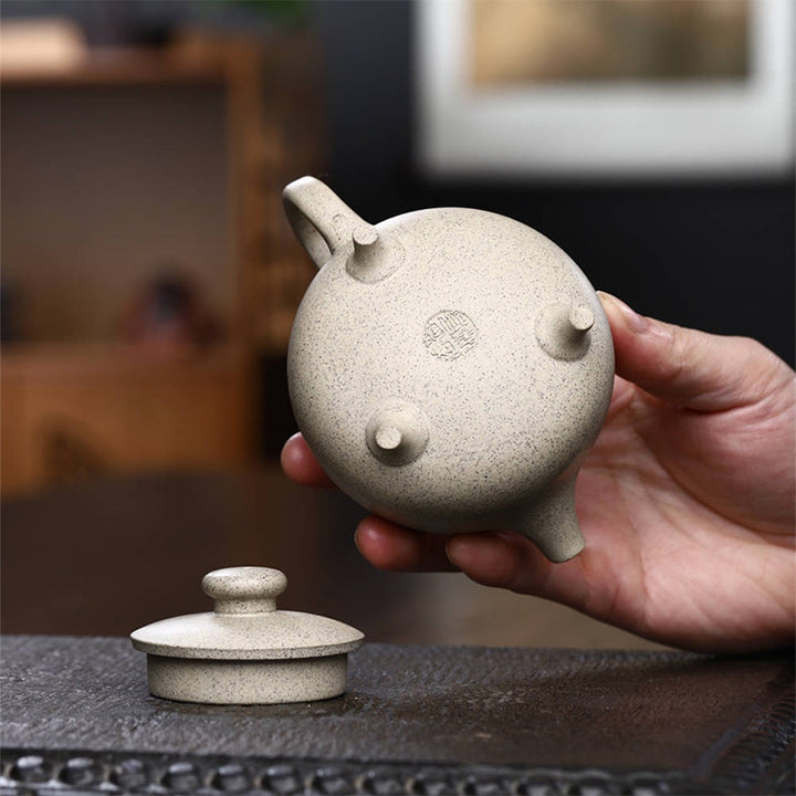 Buddha Stones Yixing Semi-handmade Beige Purple Clay Kung Fu Teapot 200ml