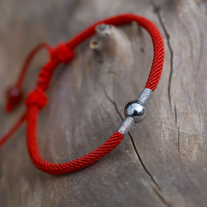 Buddha Stones 925 Sterling Silver Lucky Bead Protection Red String Bracelet