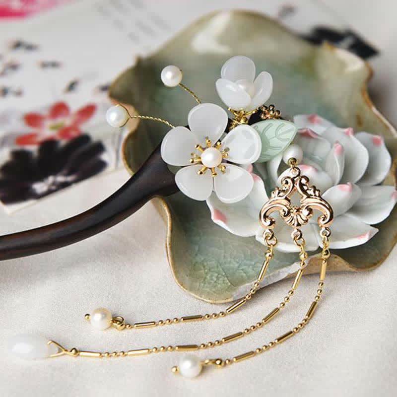 Buddha Stones Ebony Flower Protection Blessing Hairpin Decorations