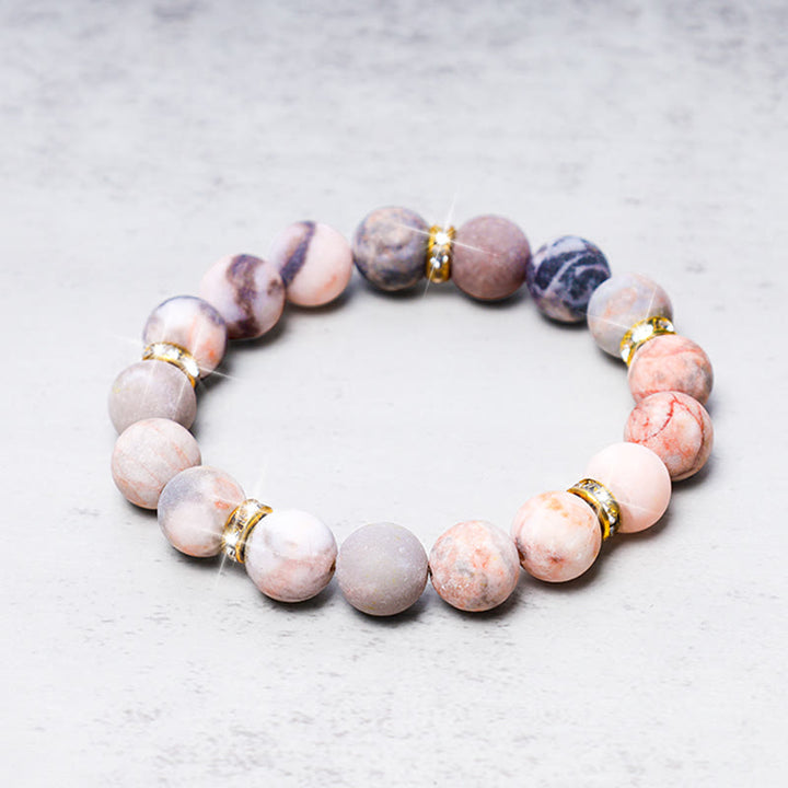 Buddha Stones Anxiety Stress Healing Crystal Zebra Jasper Bead Bracelet