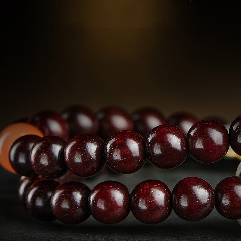 Buddha Stones Chinese Zodiac Natal Buddha Small Leaf Red Sandalwood Jade Red Agate PiXiu Sooth Bracelet