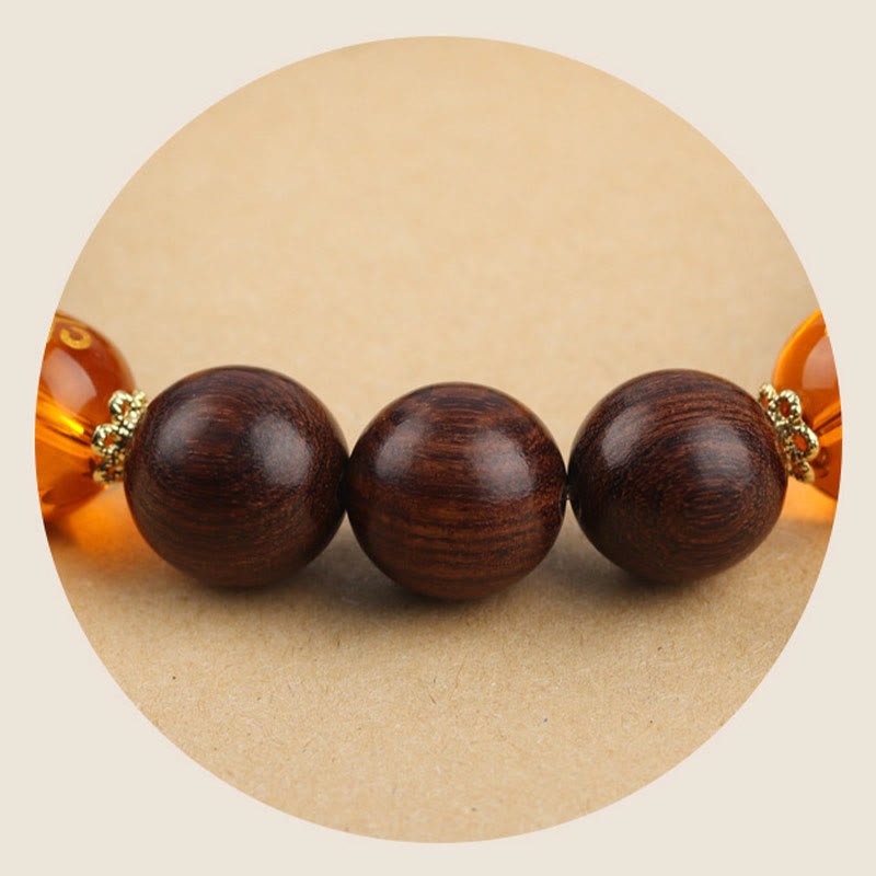 Buddha Stones Natural Phoebe Zhennan Wood Om Mani Padme Hum God Of Wealth Crystal Protection Bracelet