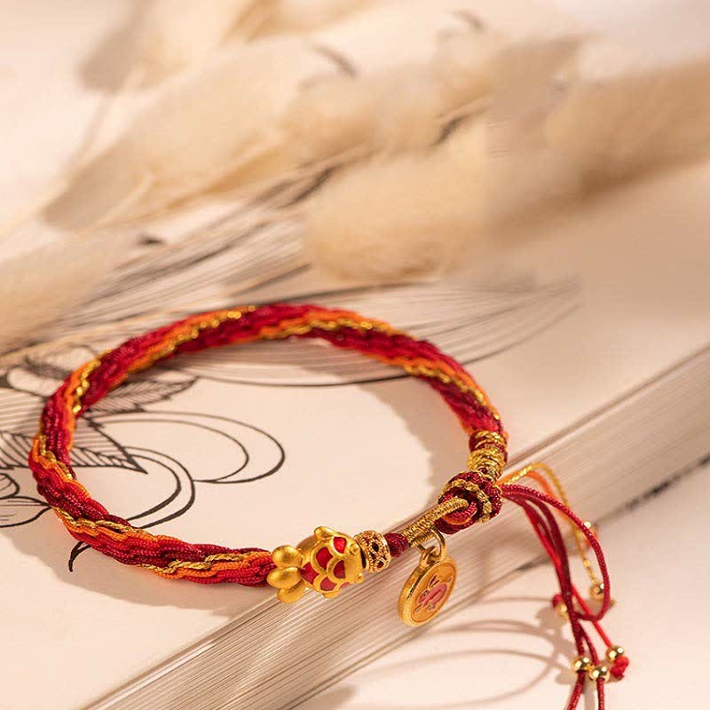 Buddha Stones Chinese Zodiac Handmade Koi Fish String Protection Reincarnation Knot Braid Bracelet