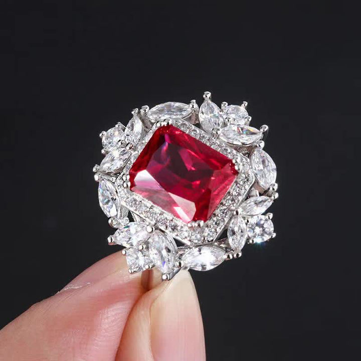 Emerald Crystal Red Corundum Confidence Courage Ring Earrings Necklace Pendant