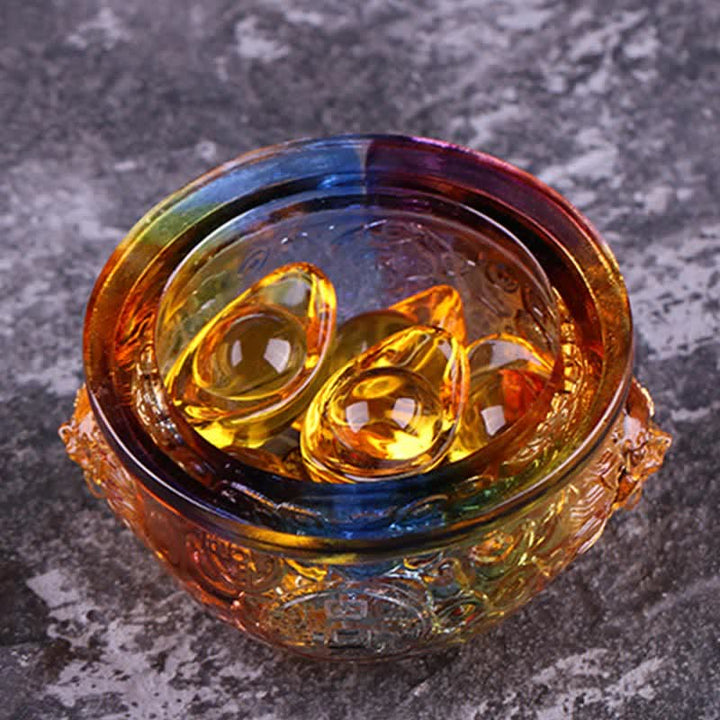 Handmade Liuli Crystal Treasure Bowl Art Piece Home Decoration