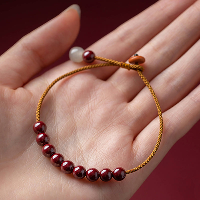 Buddha Stones Natural Cinnabar Beaded Blessing Handmade Bracelet