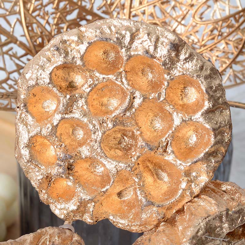 Gold Dried Lotus Pod Stemmed Plant Table Bouquet Decoration