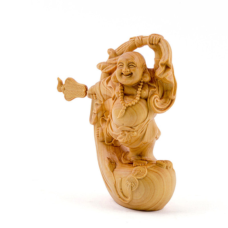 Laughing Buddha Boxwood Prosperity Home Decoration