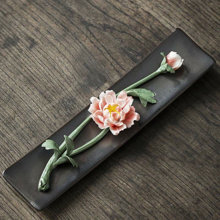 Lotus Peony Rose Flower Ceramic Spiritual Incense Burner