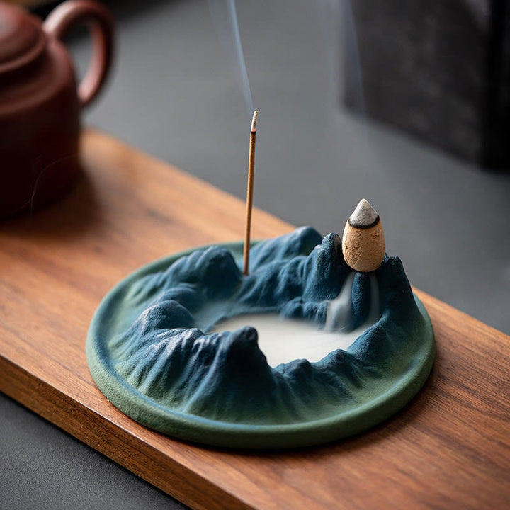 Creative Mountain River Ceramic Healing Backflow Incense Burner