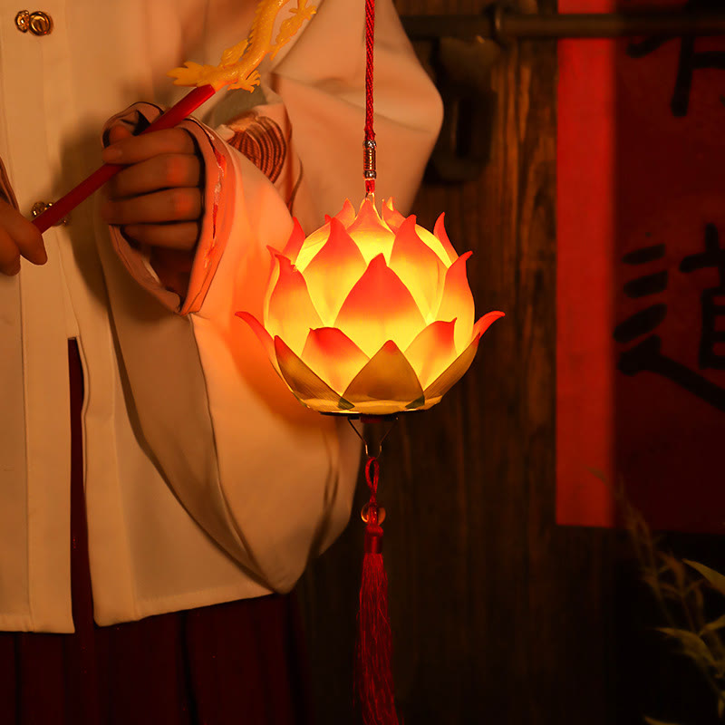 Buddha Stones DIY Lotus Flower Dragon Lantern Tassel Lamp Decoration