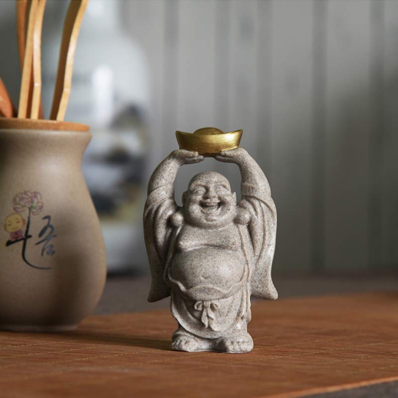 Buddha Stones Laughing Buddha Resin Statue Blessing Home Decoration