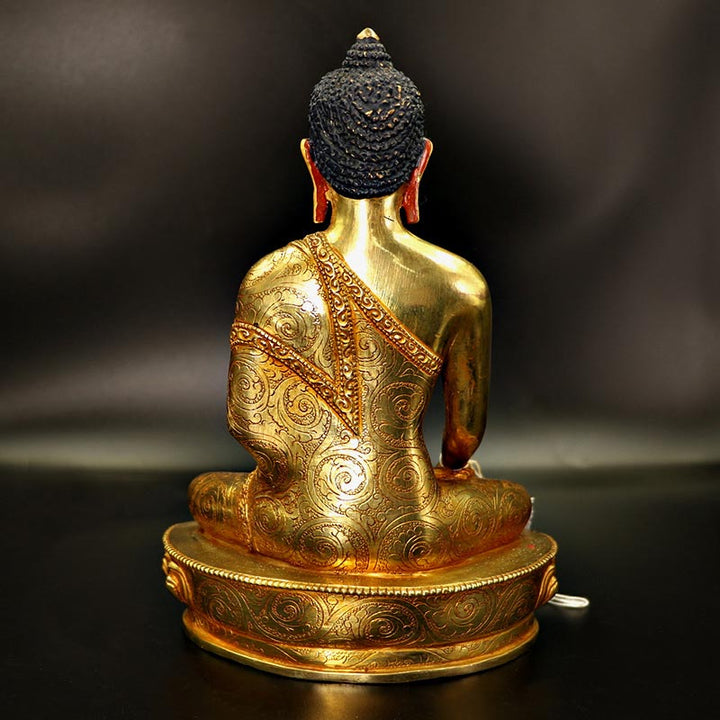 Buddha Shakyamuni Medicine Buddha Compassion Copper Gold Plated Statue Decoration