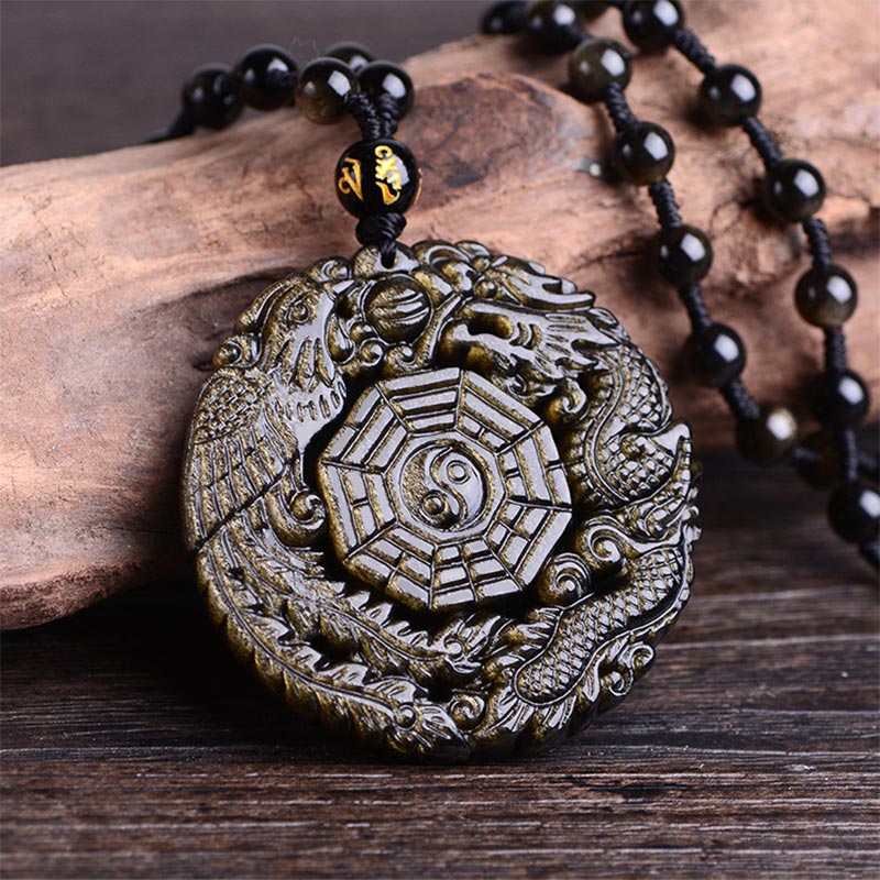 Buddha Stones Golden Obsidian Healing Energy Necklace Pendant