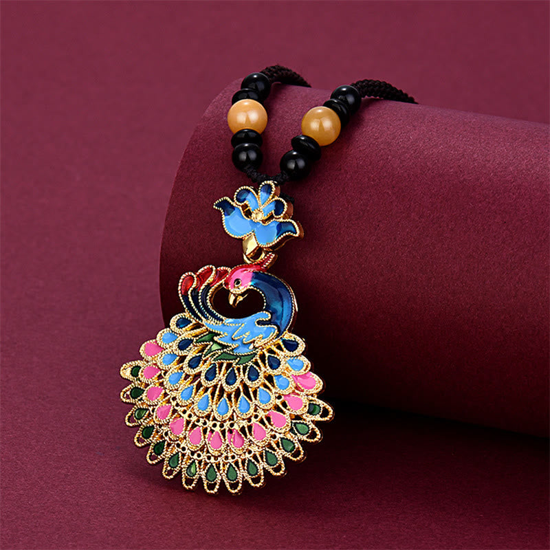 Buddha Stones Colourful Peacock Amber Turquoise Agate Fortune Necklace Pendant