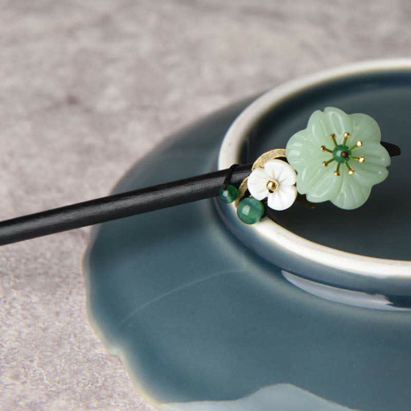 Buddha Stones Green Aventurine Flower Agate Positivity Hairpin Decoration