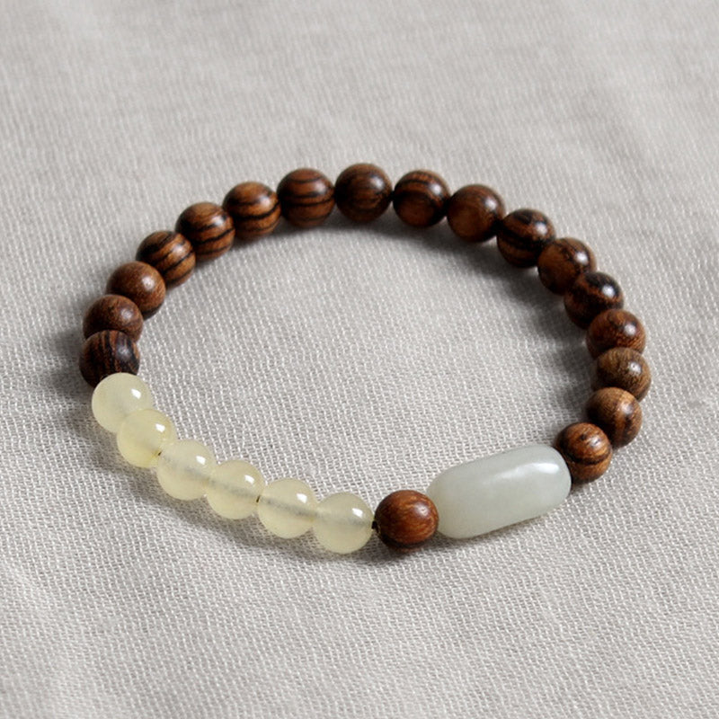 Buddha Stones  Jade Sandalwood Luck Abundance Bracelet