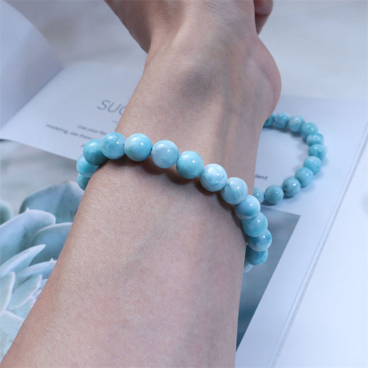 Buddha Stones Natural Larimar Wisdom Confidence Bracelet