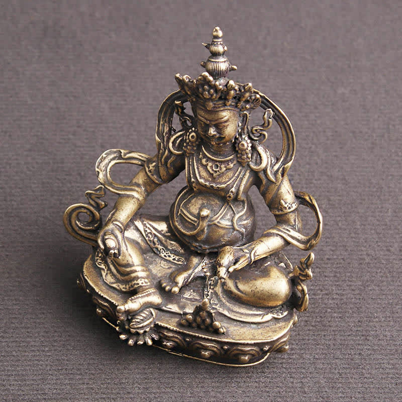 Yellow Jambhala Bodhisattva Figurine Serenity Copper Statue Decoration