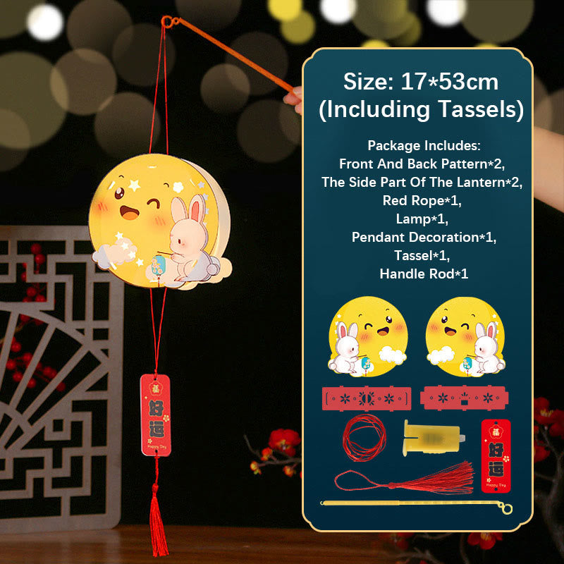 Buddha Stones DIY Good Luck Cute Rabbit Paper Lantern Lamp Mid-Autumn Festival Lantern Decoration