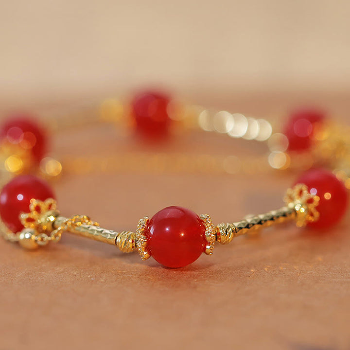 Buddha Stones Red Agate Fu Character Charm Self-acceptance Bracelet