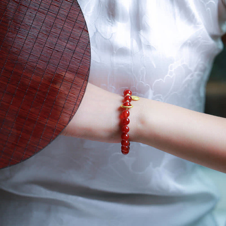 Natural Red Agate Blessing Letter Confidence Bracelet