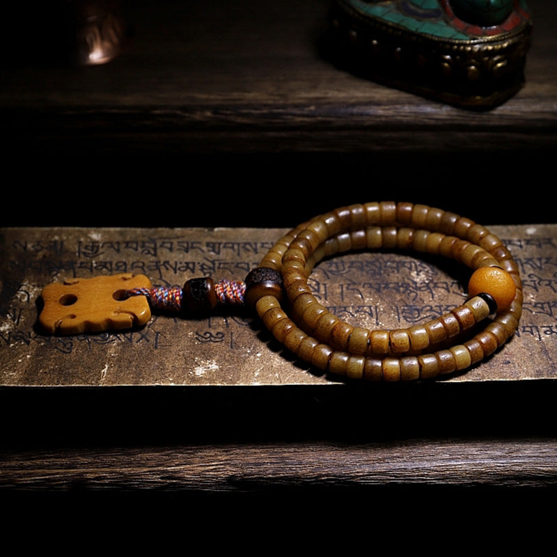 Tibet 108 Mala Beads Yak Bone Amber Balance Bracelet