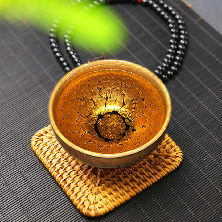 Buddha Stones Gold Spot Pattern Chinese Jianzhan Ceramic Teacup Kung Fu Tea Cup Bowl With Gift Box