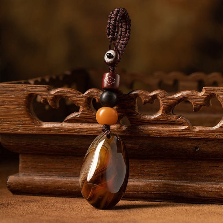 Buddha Stones Random Sardonyx Stone Positive Key Chain