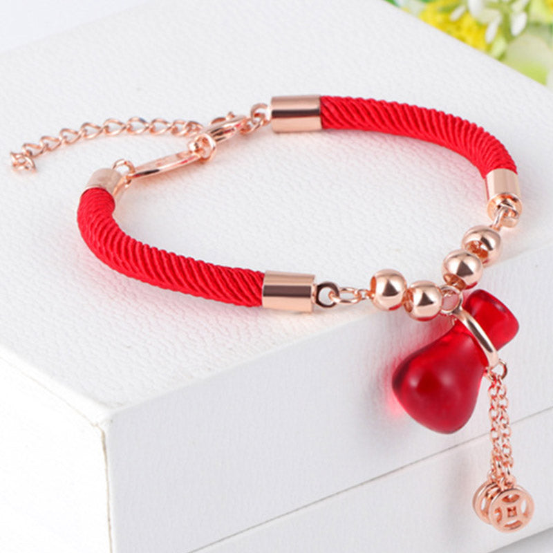 Buddha Stones Wealth Attractor Red Agate Red Rope Bracelet