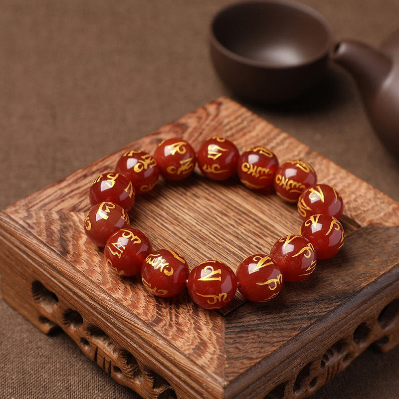 Buddha Stones Tibet White Crystal Black Onyx Om Mani Padme Hum Meditation Bracelet