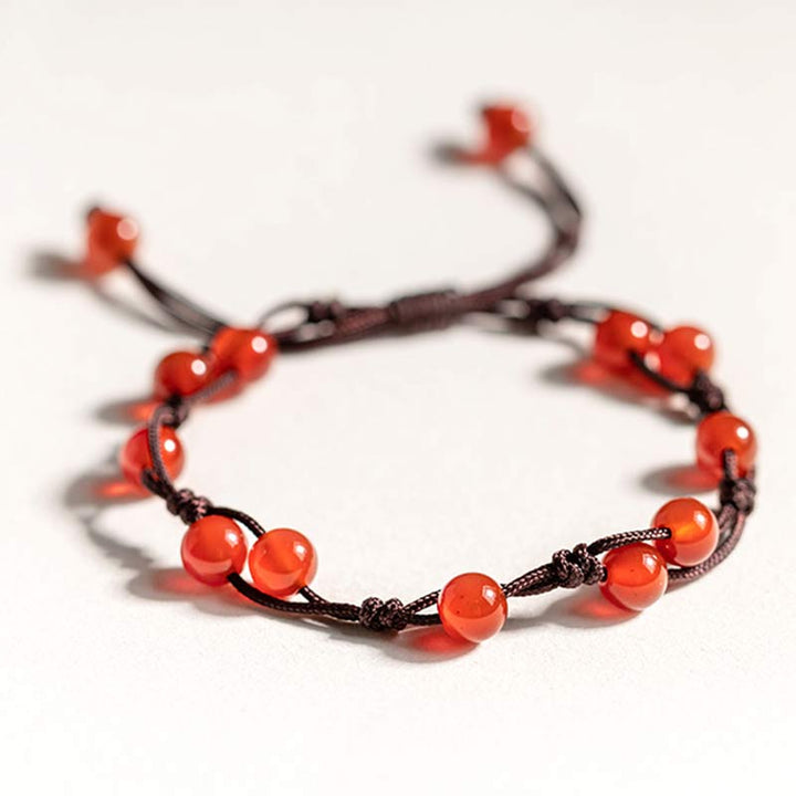 Buddha Stones Red Agate Moss Agate Cinnabar Calm Bracelet