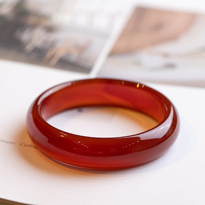 Buddha Stones Natural Red Agate Confidence Bracelet Bangle