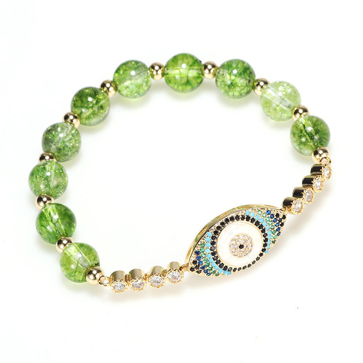 Buddha Stones Natural Peridot Evil Eye Abundance Bracelet