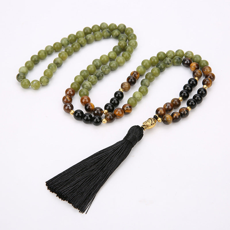 Buddha Stones Tibetan Green Jasper Protection Mala Bracelet