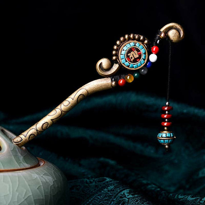 Tibetan Turquoise Agate Protection Hairpin Decorations