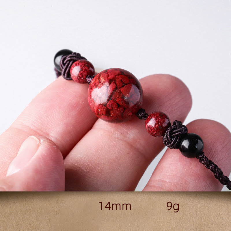 Buddha Stones Natural Cinnabar Stones Bead Blessing Necklace Pendant