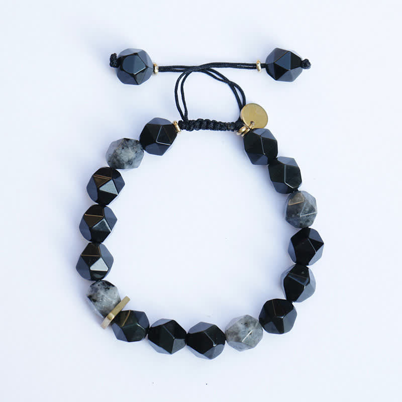 Black Obsidian Black Glitter Stone Purification Bracelet