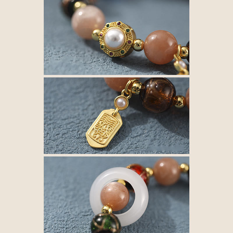 Buddha Stones Tibetan Incense Ash Liuli Glass Tridacna Stone Sun Stone Om Mani Padme Hum Prayer Wheel Charm Bracelet