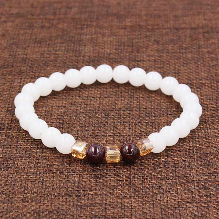 Buddha Stones Natural White Jade Protection Bracelet