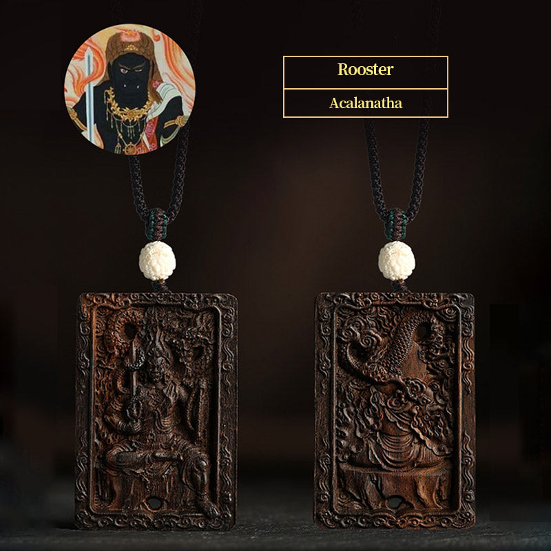 Chinese Zodiac Natal Buddha Brunei Agarwood PiXiu Dragon Peace Necklace Pendant