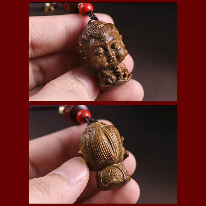 Chinese Zodiac Natal Buddha Green Sandalwood Om Mani Padme Hum Peace Key Chain