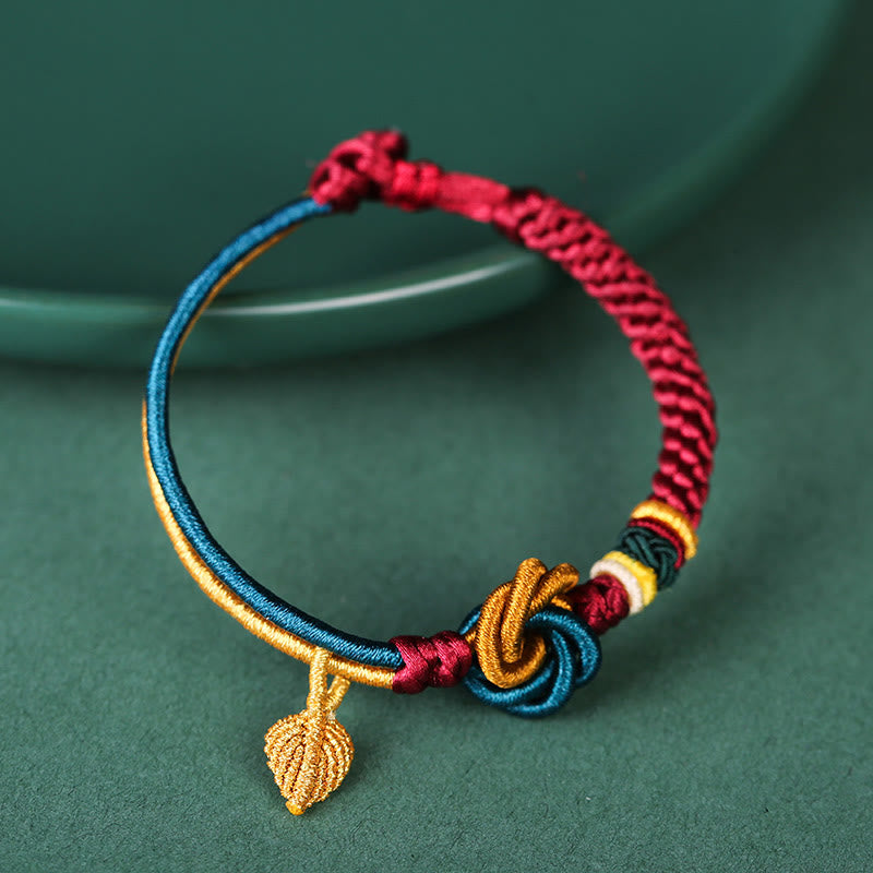 Buddha Stones Tibetan Handmade Mandala Knot Leaf Luck Rope Bracelet