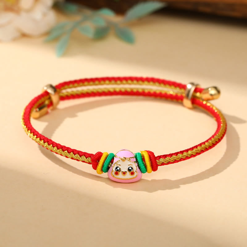 Buddha Stones Colorful Rope Zongzi Pattern Luck Handmade Child Adult Bracelet