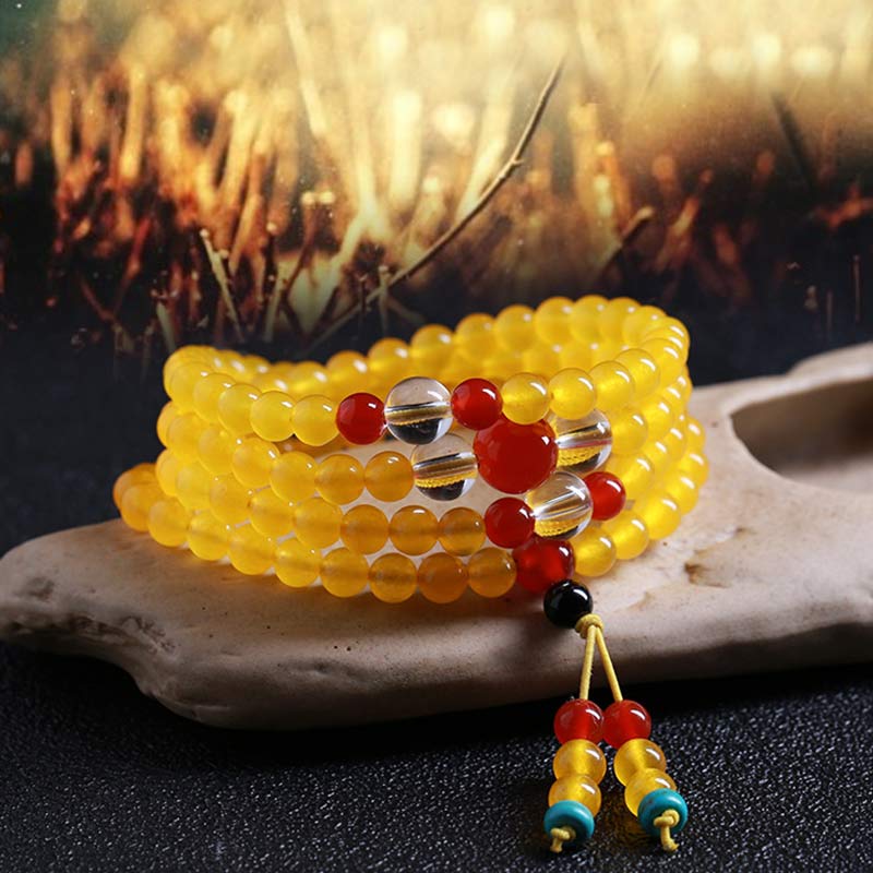 108 Mala Beads Yellow Chalcedony Harmony Bracelet