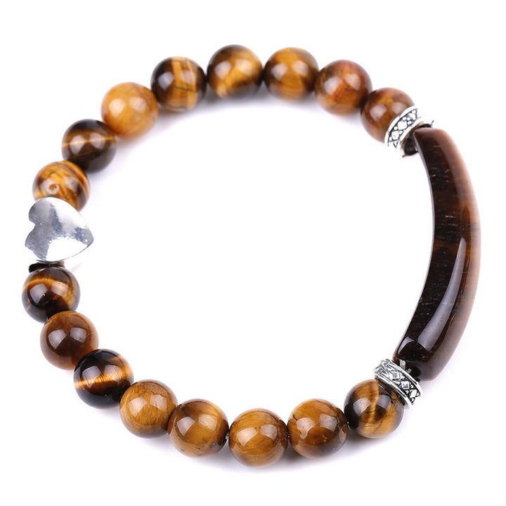 Natural Crystal Beads Unisex Heart Bracelet