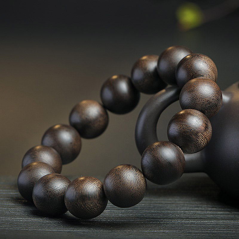 Buddha Stones 108 Mala Beads Agarwood Peace Strength Calm Bracelet