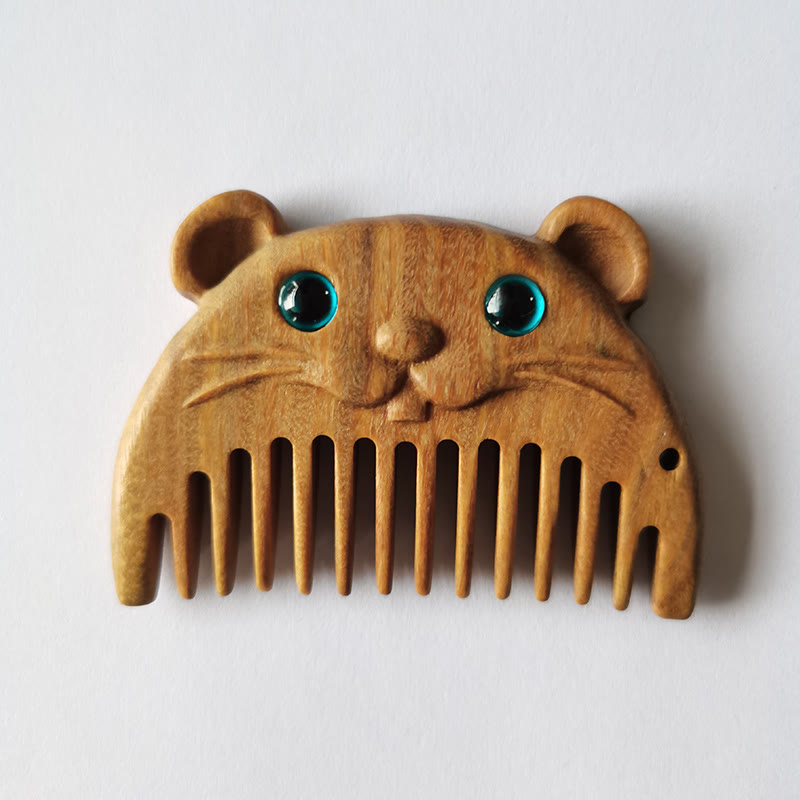 Chinese Zodiac Green Sandalwood Peace Mini Portable Comb